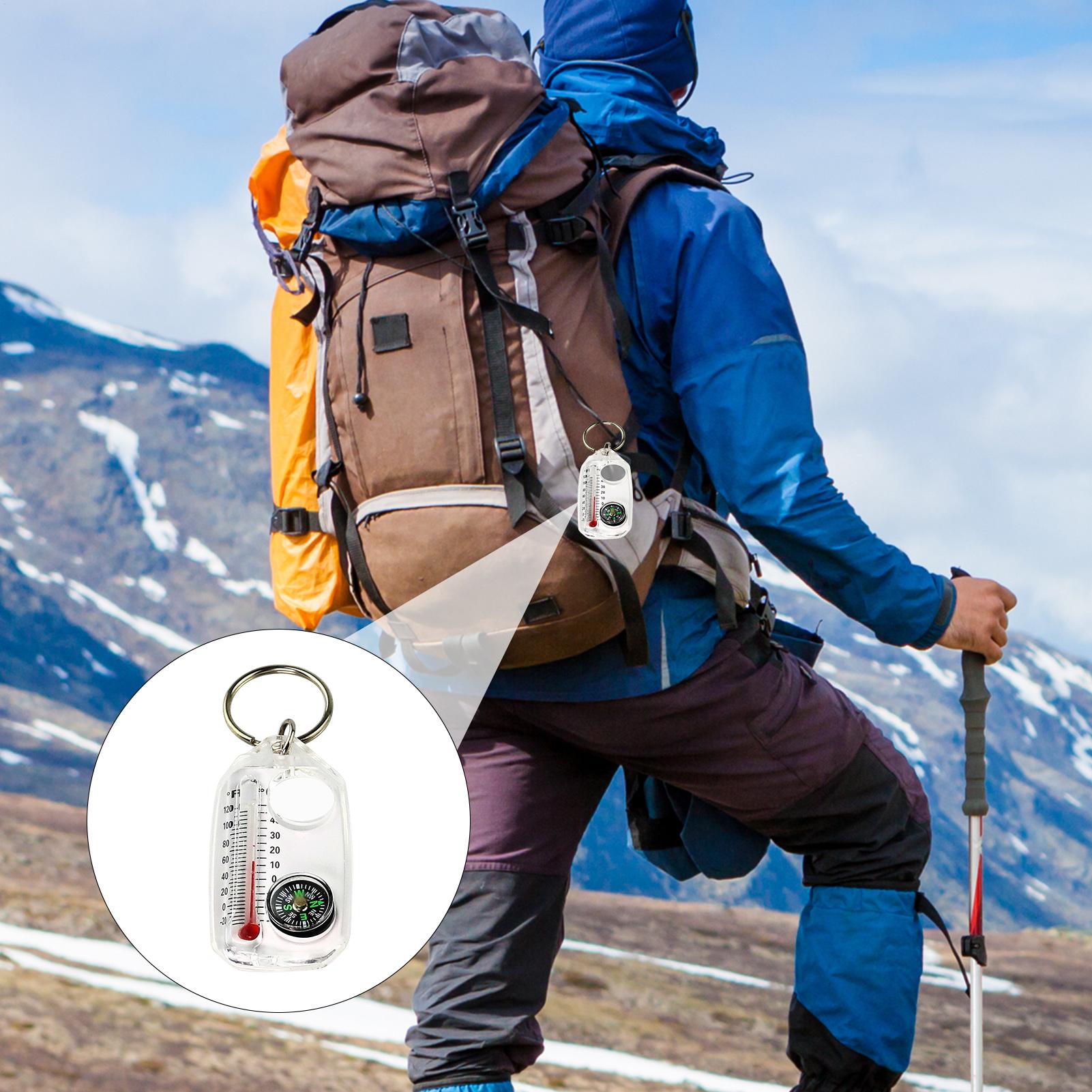 Outdoor Adventure Guide - Kompas Termometer Gantungan Kunci Portabel untuk