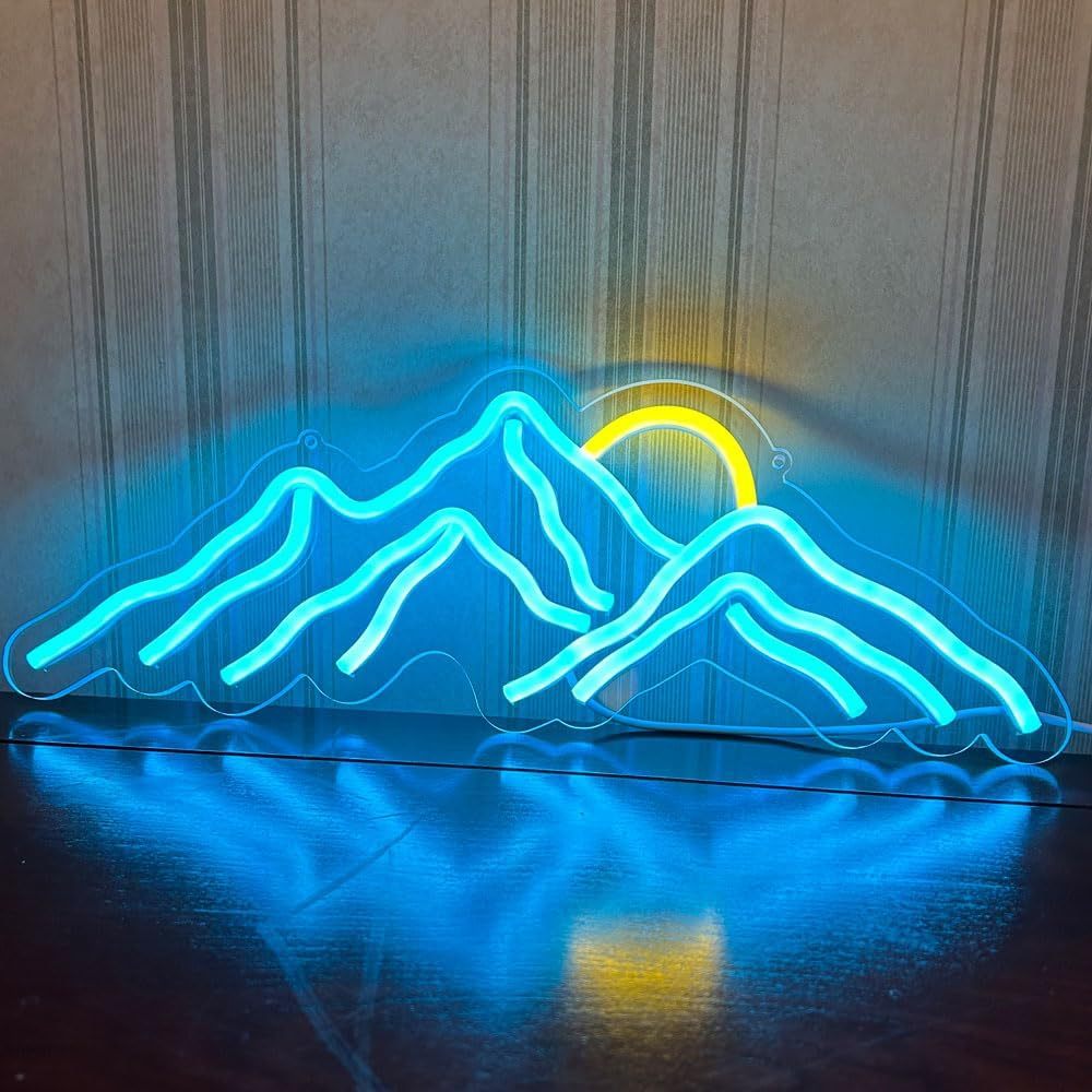 Outdoor Adventure Ideas - Lampu Neon Matahari Gunung Pemandangan Biru