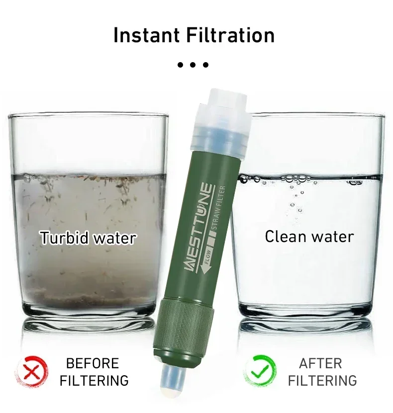 Water Filter Straw - Westtune Kantong Air Serat Karbon TUP